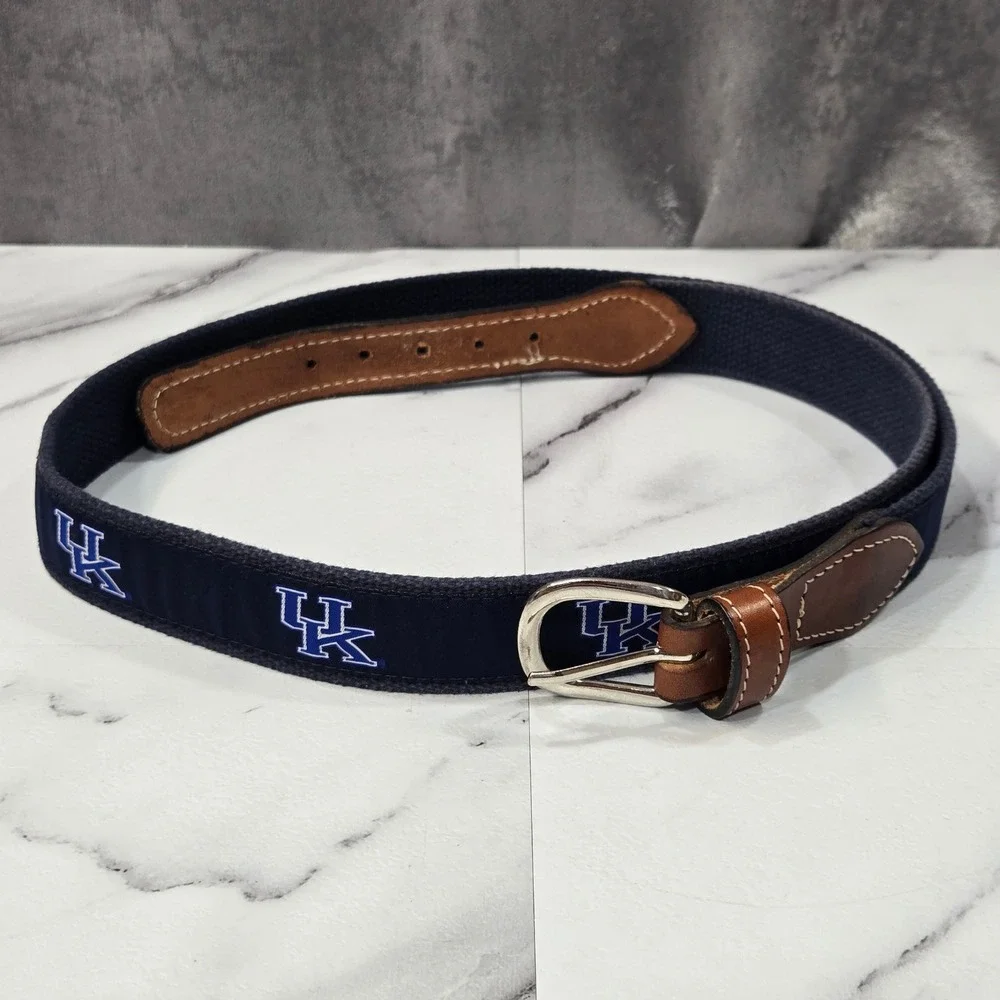 University of Kentucky Wildcats Belt Mens 42 Blue Leather Canvas NCAA Collegiate